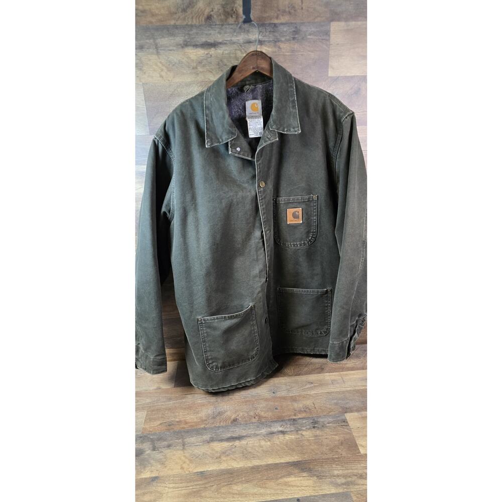Vintage Carhartt C58 MOS Blanket-Lined Duck Chore Jacket Size XL Green